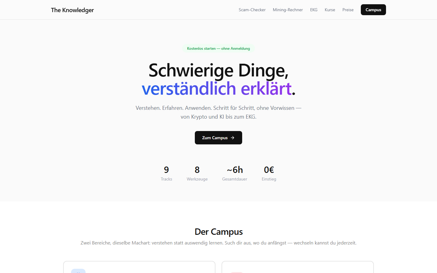 Startseite mit beiden Campus-Hälften